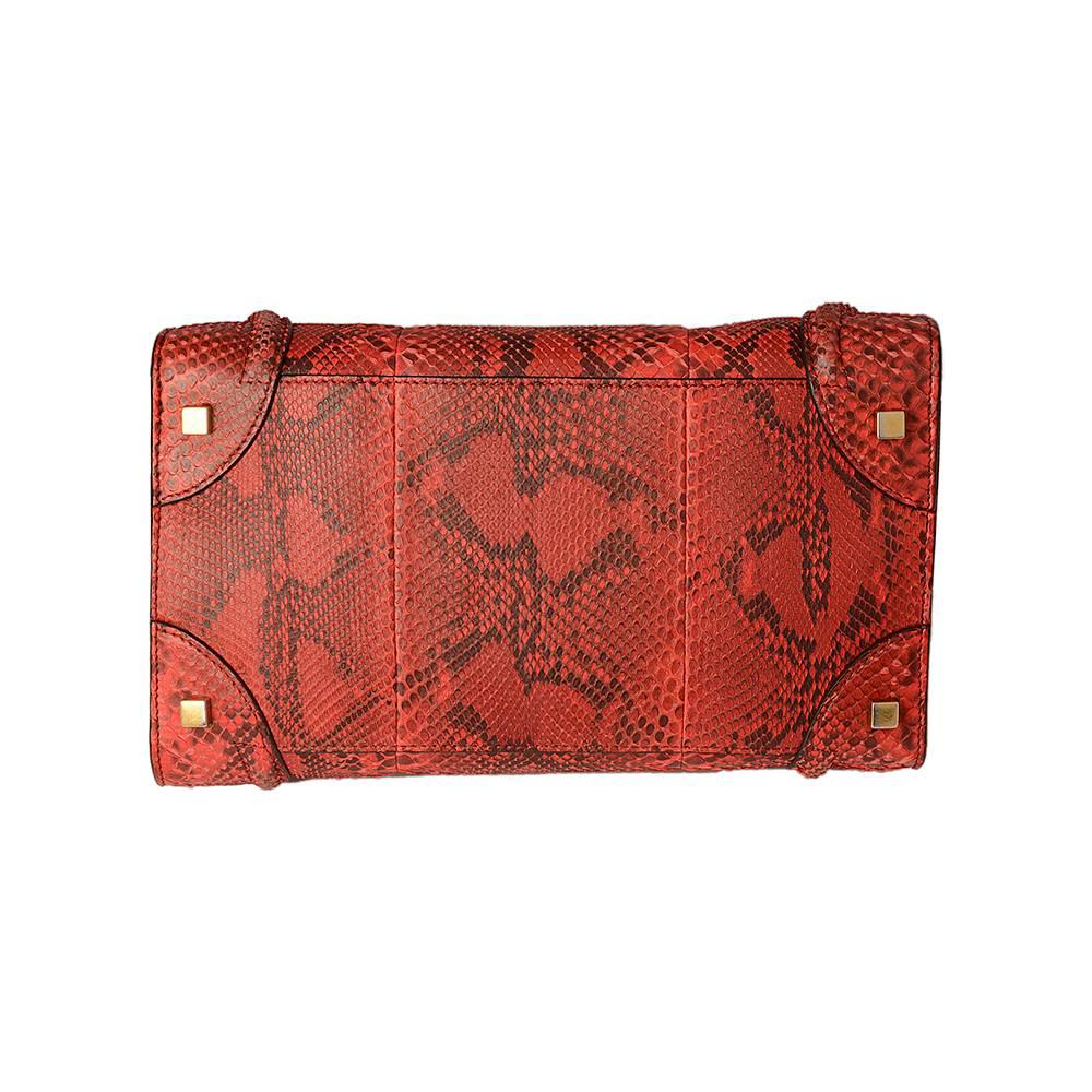 Céline Black and Red Python Print Luggage Handbag 2
