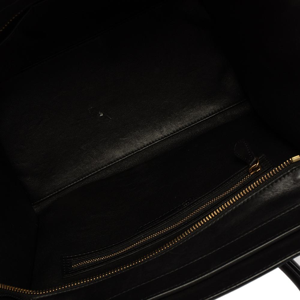 Celine Black Animal Print Calf Hair and Leather Mini Luggage Tote 8