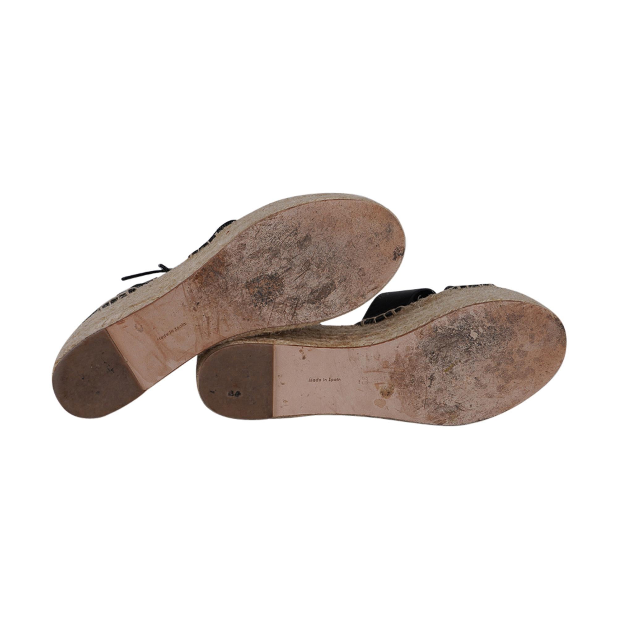 Beige Celine Black Ankle Strap Platform Wedge ShoesSandal  39 / 9 For Sale