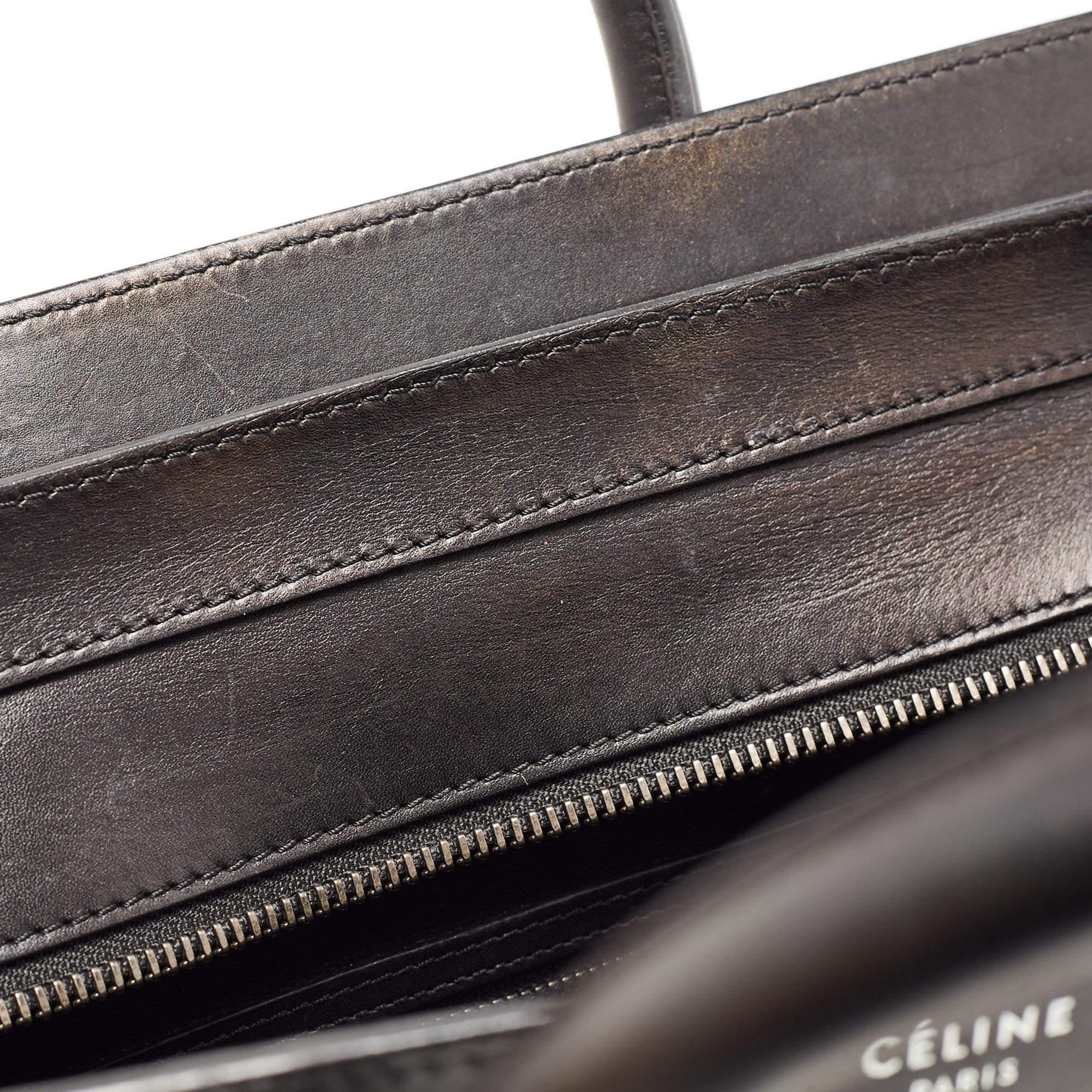 Celine Black/Beige Karung Suede and Leather Mini Luggage Tote 2