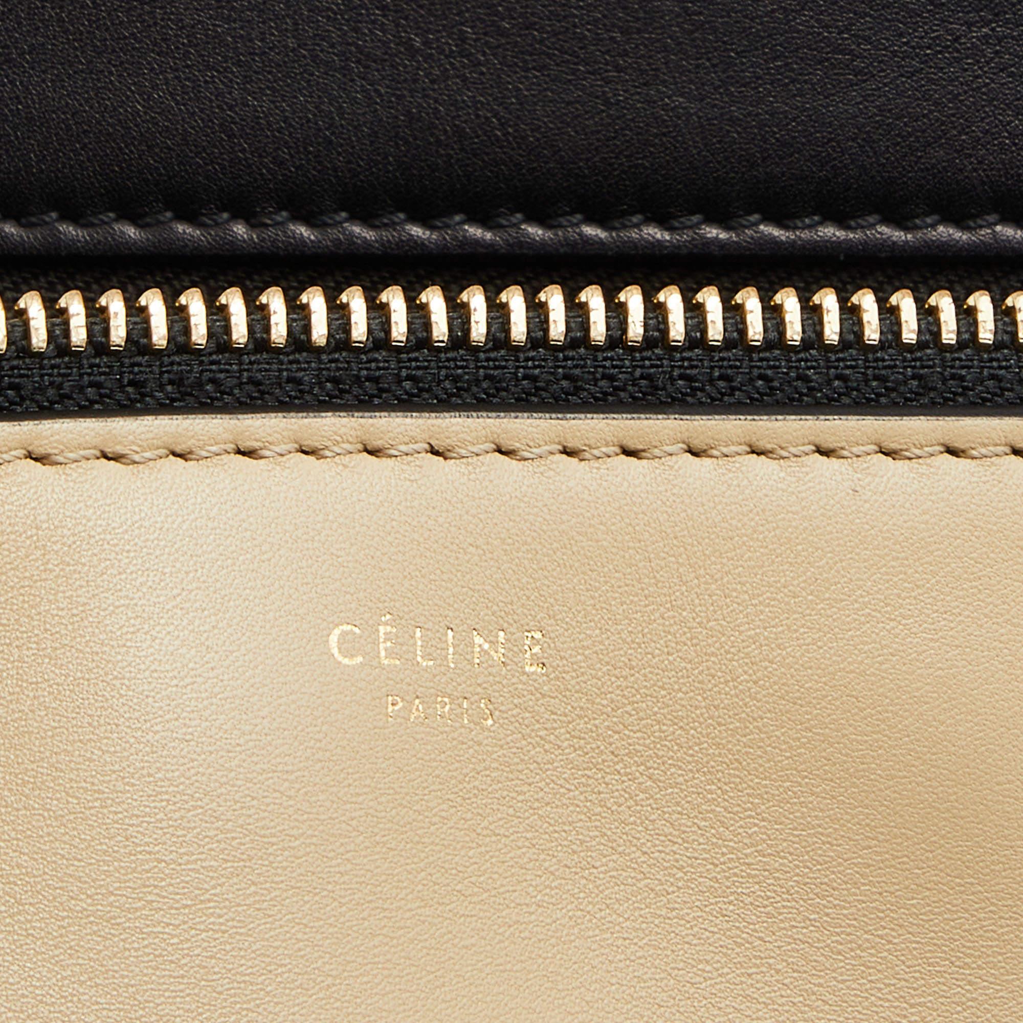 Celine Black/Beige Leather Medium Edge Top Handle Bag 6
