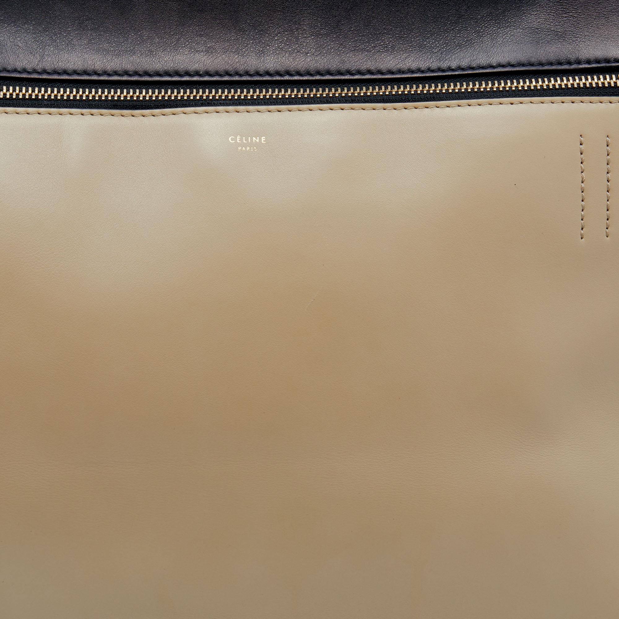 Celine Black/Beige Leather Medium Edge Top Handle Bag 1