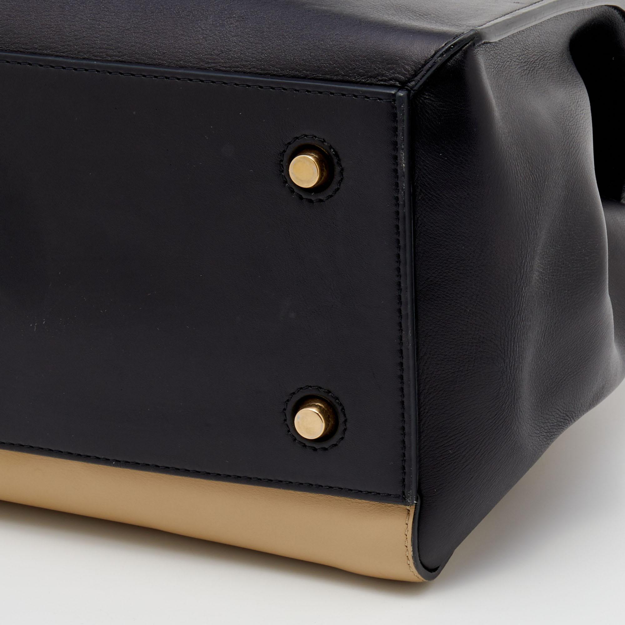 Celine Black/Beige Leather Medium Edge Top Handle Bag 3