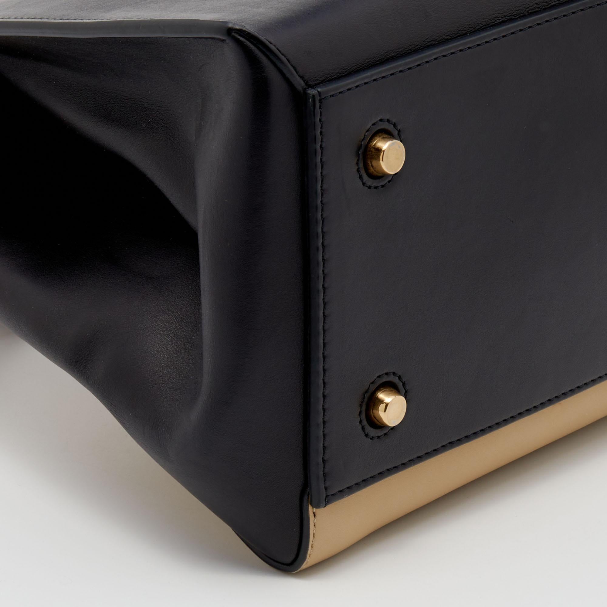 Celine Black/Beige Leather Medium Edge Top Handle Bag 4