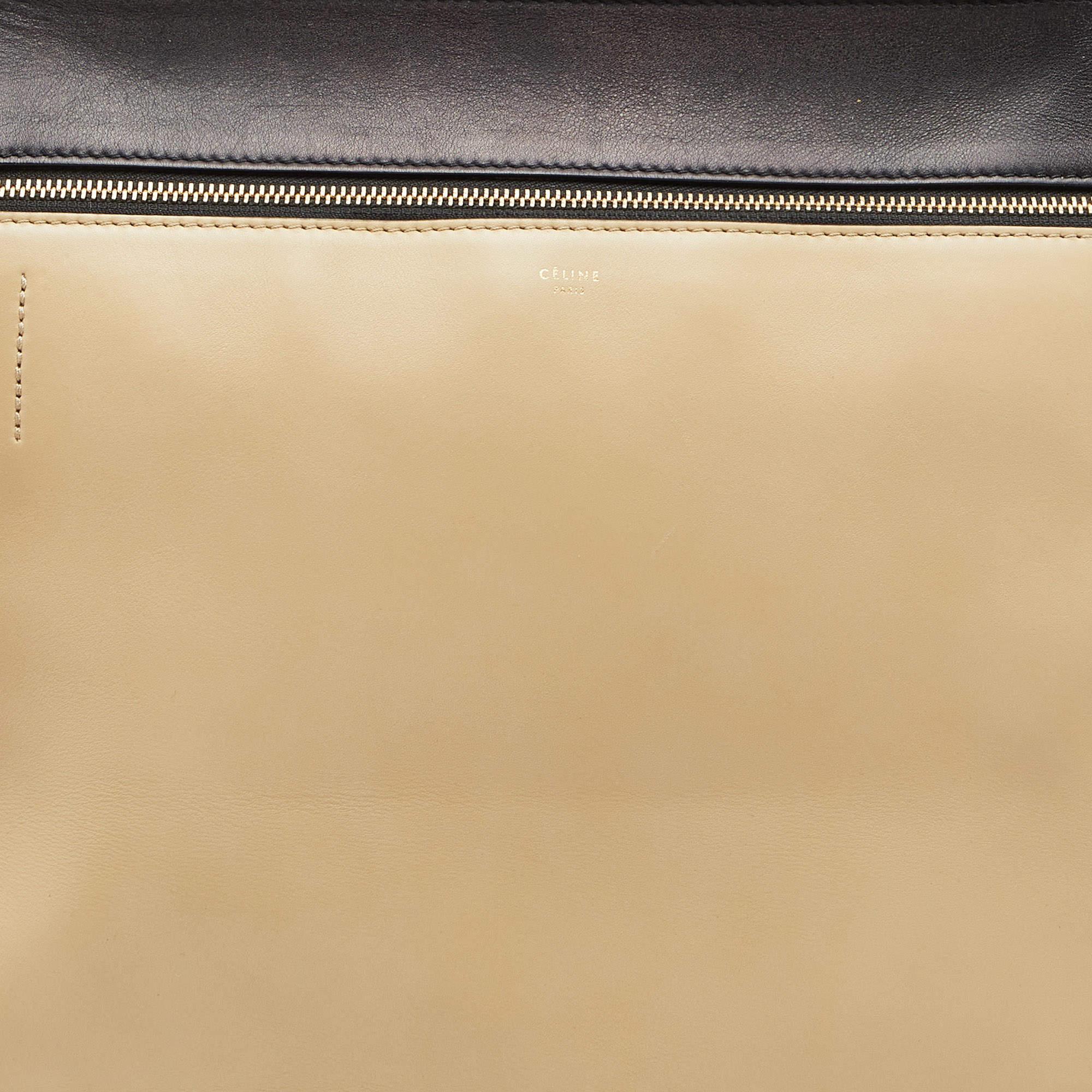 Celine Black/Beige Leather Medium Edge Top Handle Bag 5