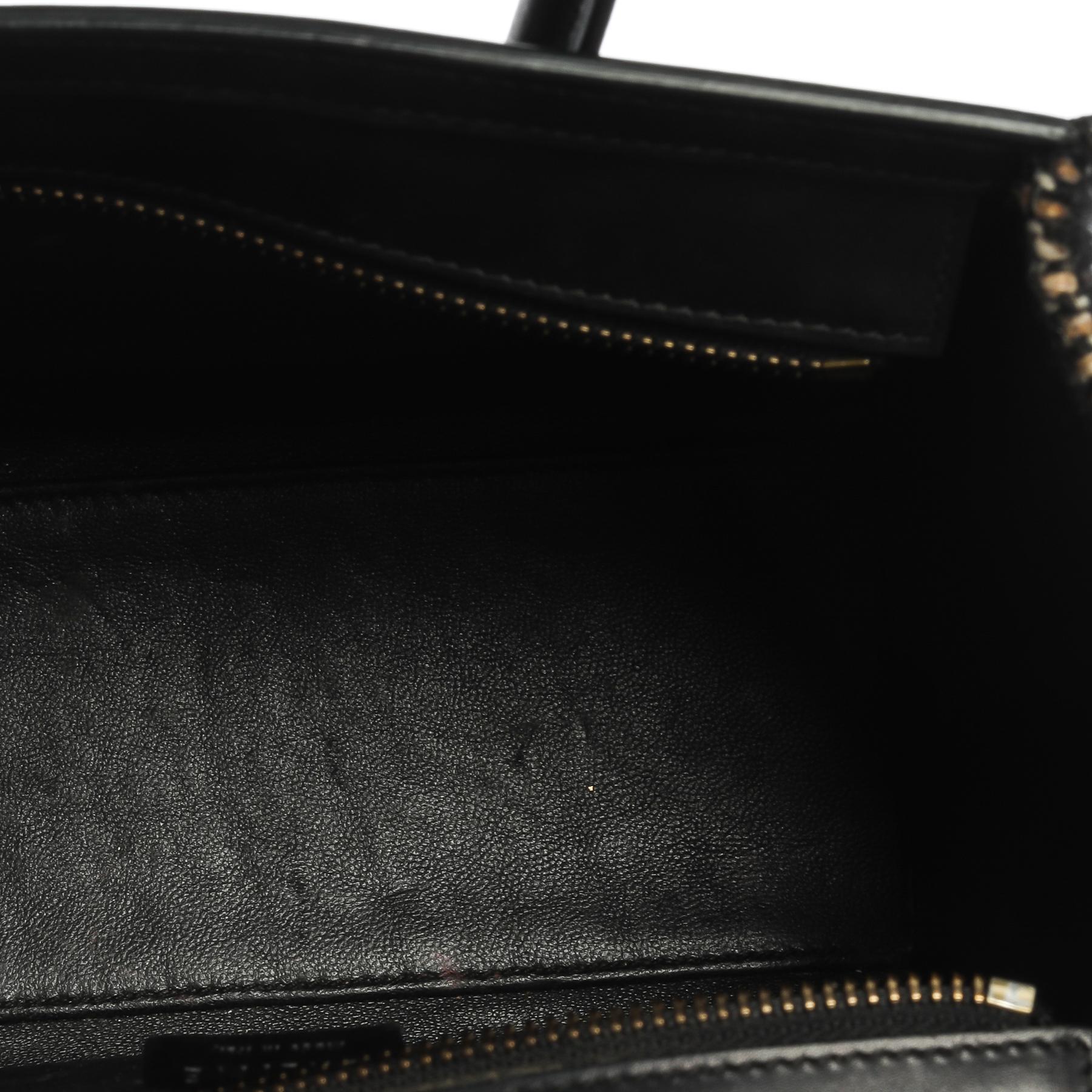 Celine Black/Beige Tweed and Leather Nano Luggage Tote 5