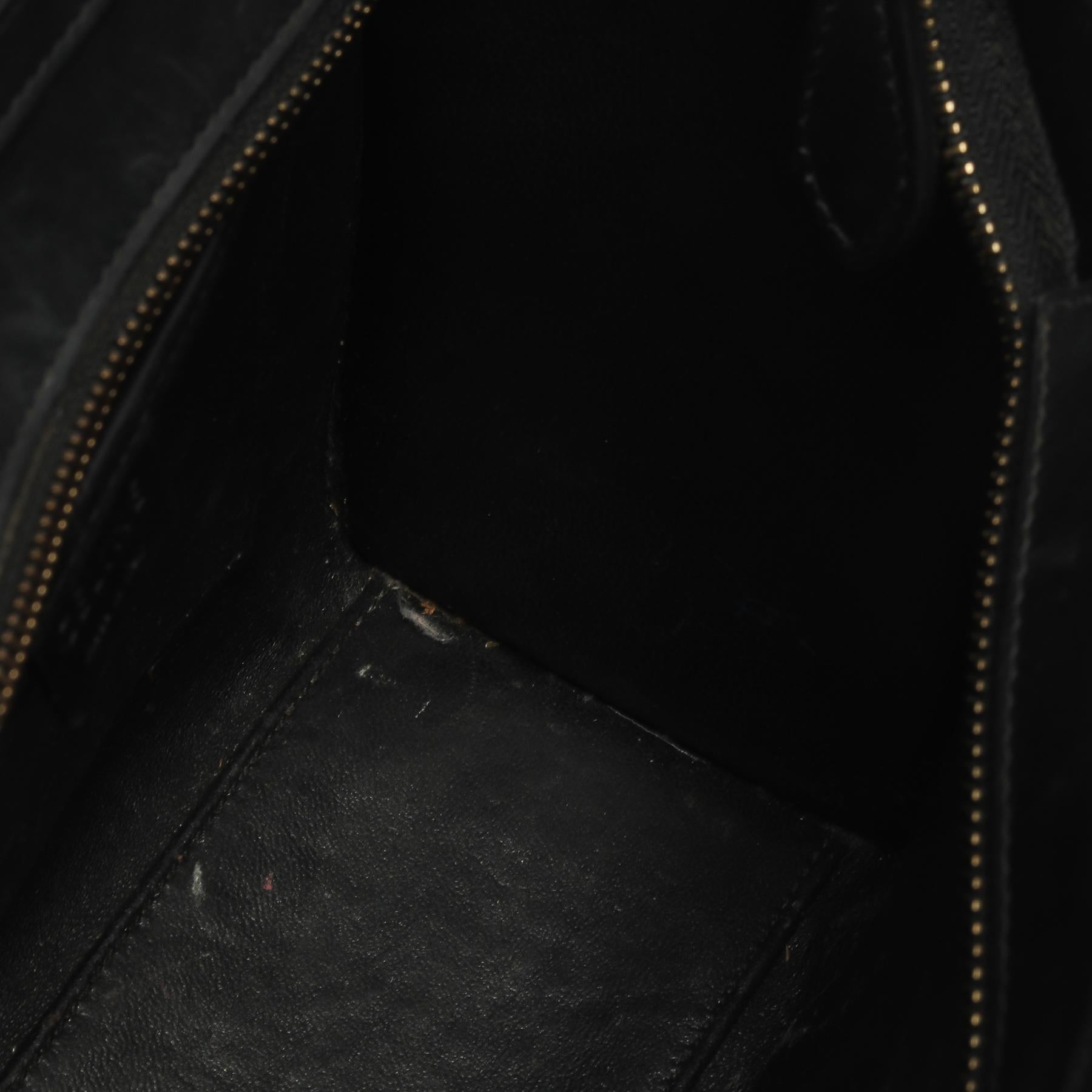 Celine Black/Beige Tweed and Leather Nano Luggage Tote 2