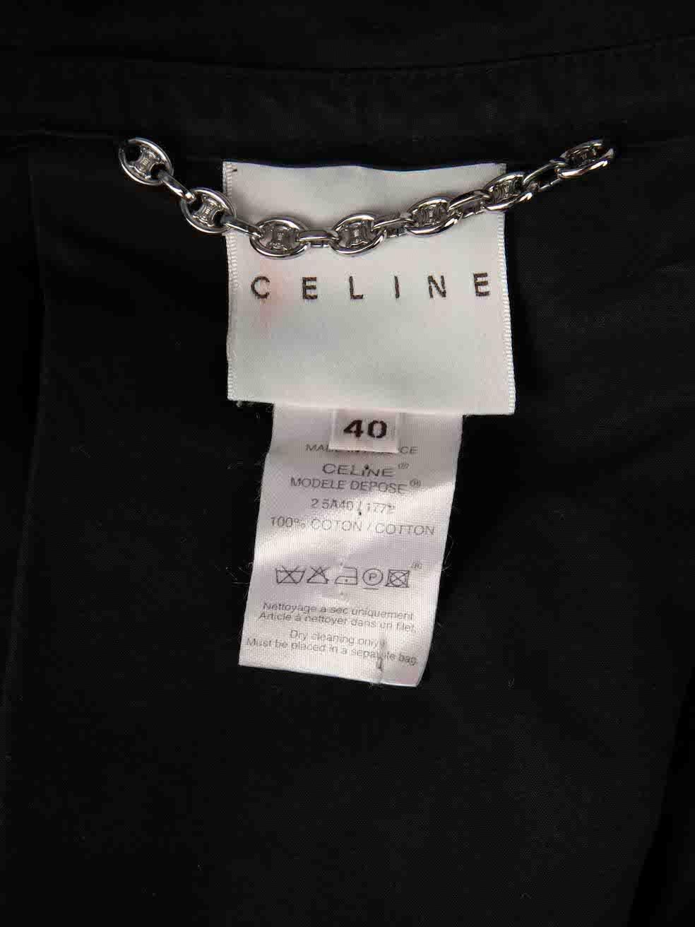 Céline Schwarze mittellange Jacke mit Gürtel Größe L 4