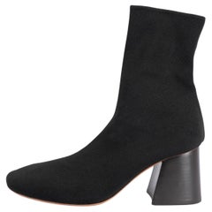 CELINE black BLOCK HEEL KNIT Ankle Boots Shoes 37.5 (fit 38)