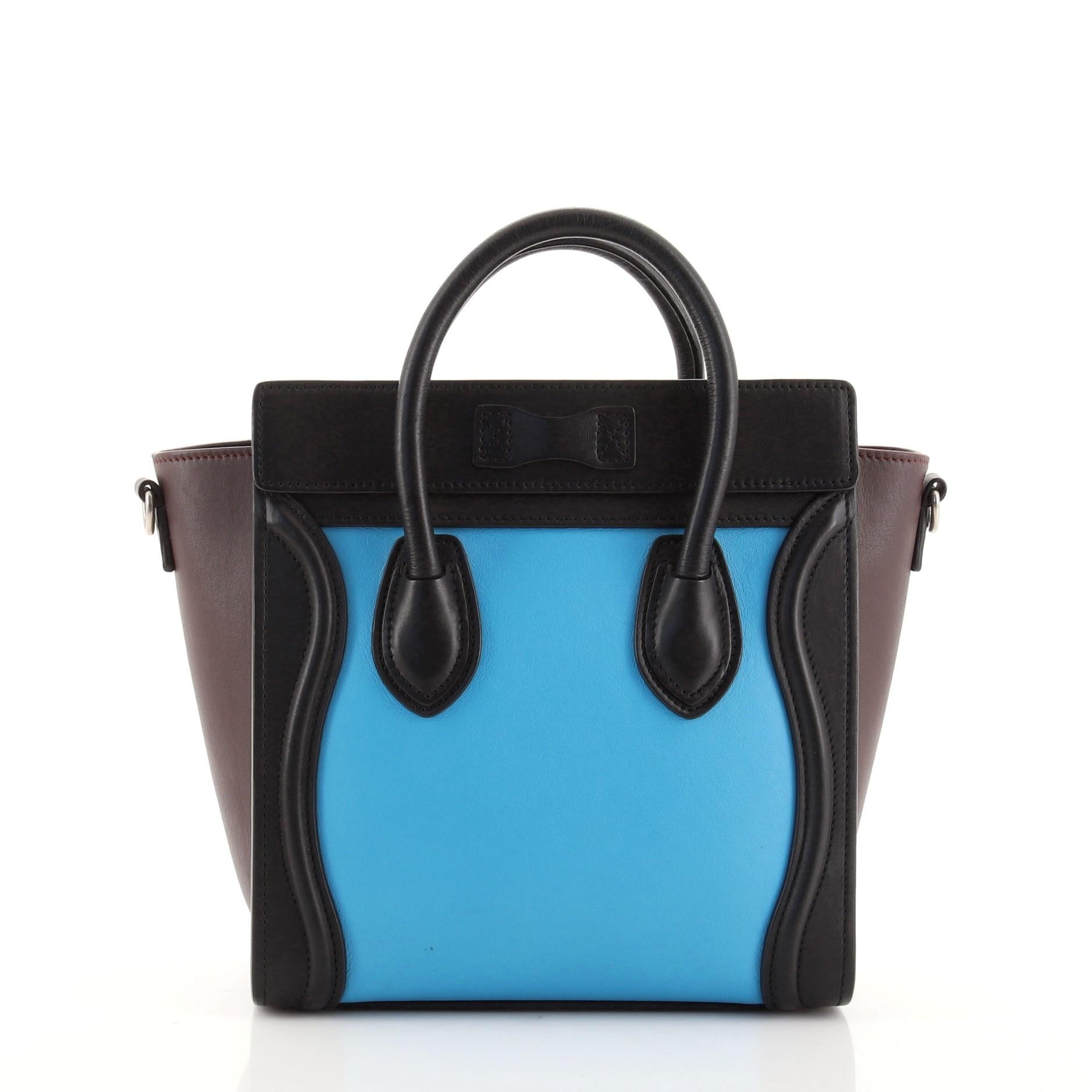 Celine Black Blue Tricolor Leather Nano Luggage Bag


67979MSC
