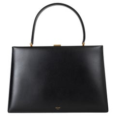 CELINE black Box leather 2017 CLASP MEDIUM TOP HANDLE Bag