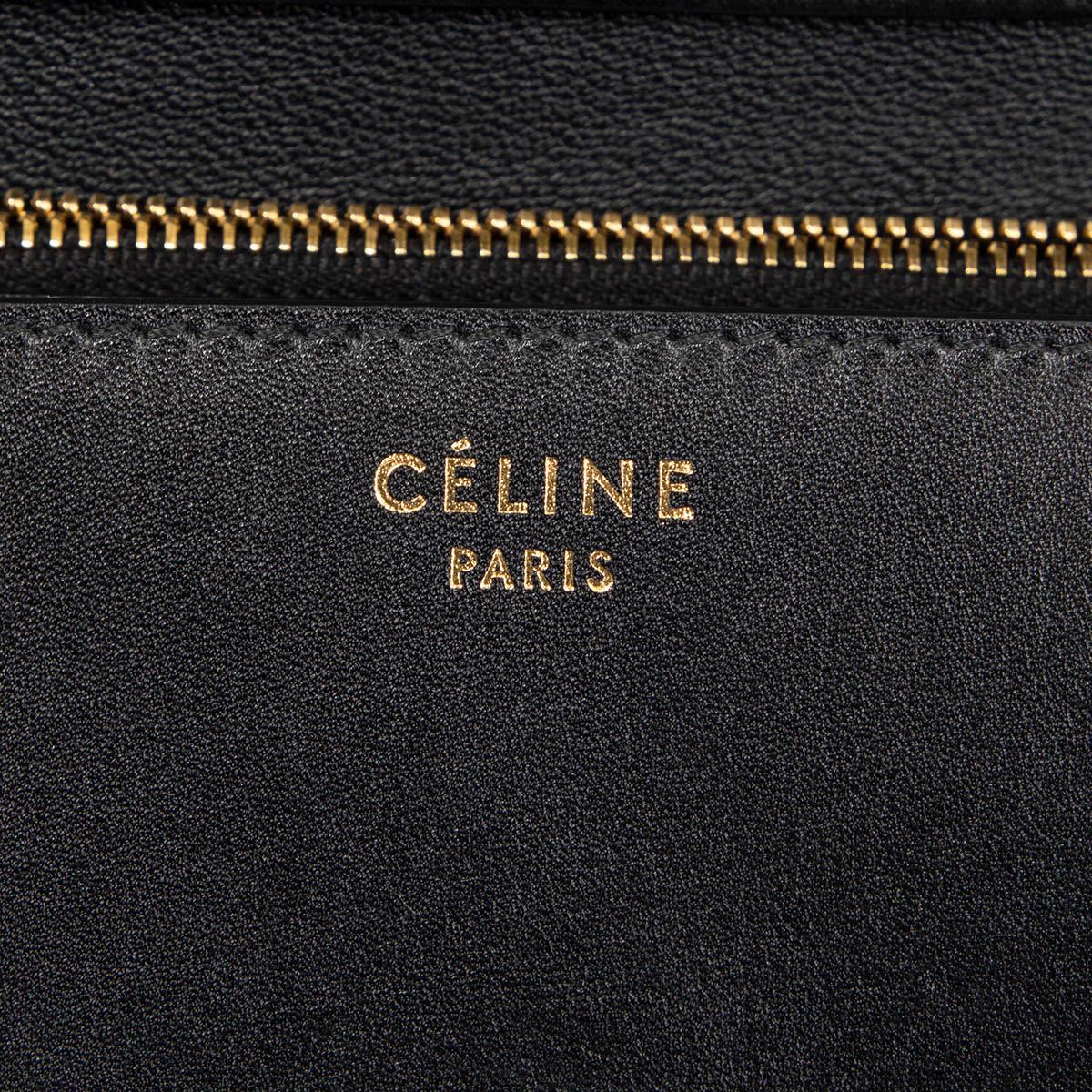 CELINE black Box leather MEDIUM CLASSIC Shoulder Bag In Excellent Condition In Zürich, CH