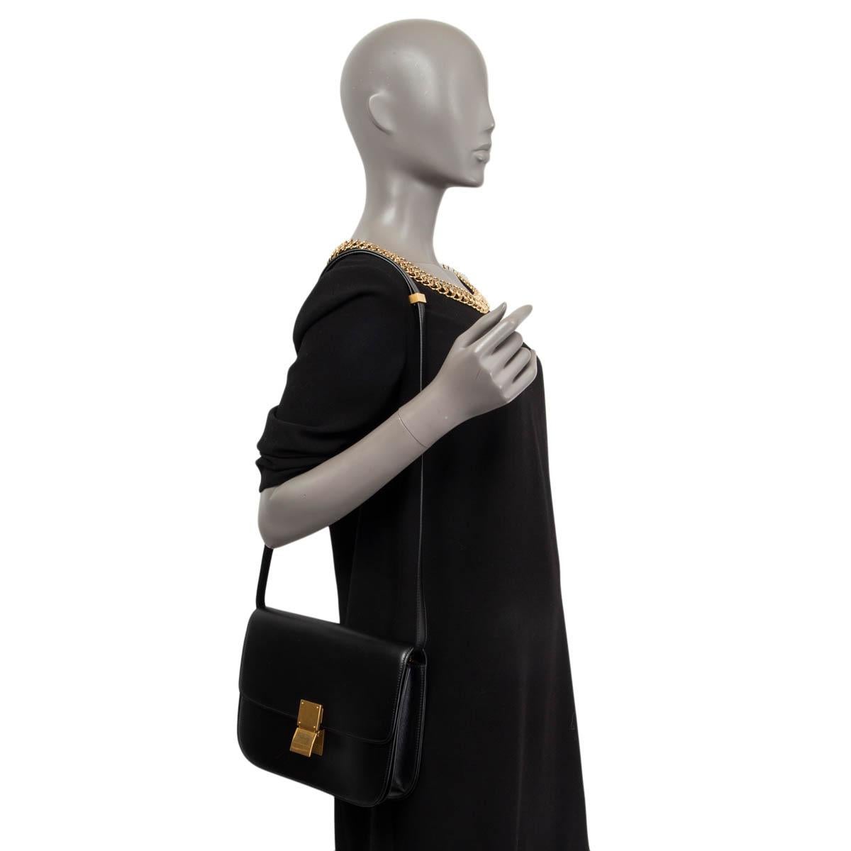 Women's CELINE black Box leather MEDIUM CLASSIC Shoulder Bag