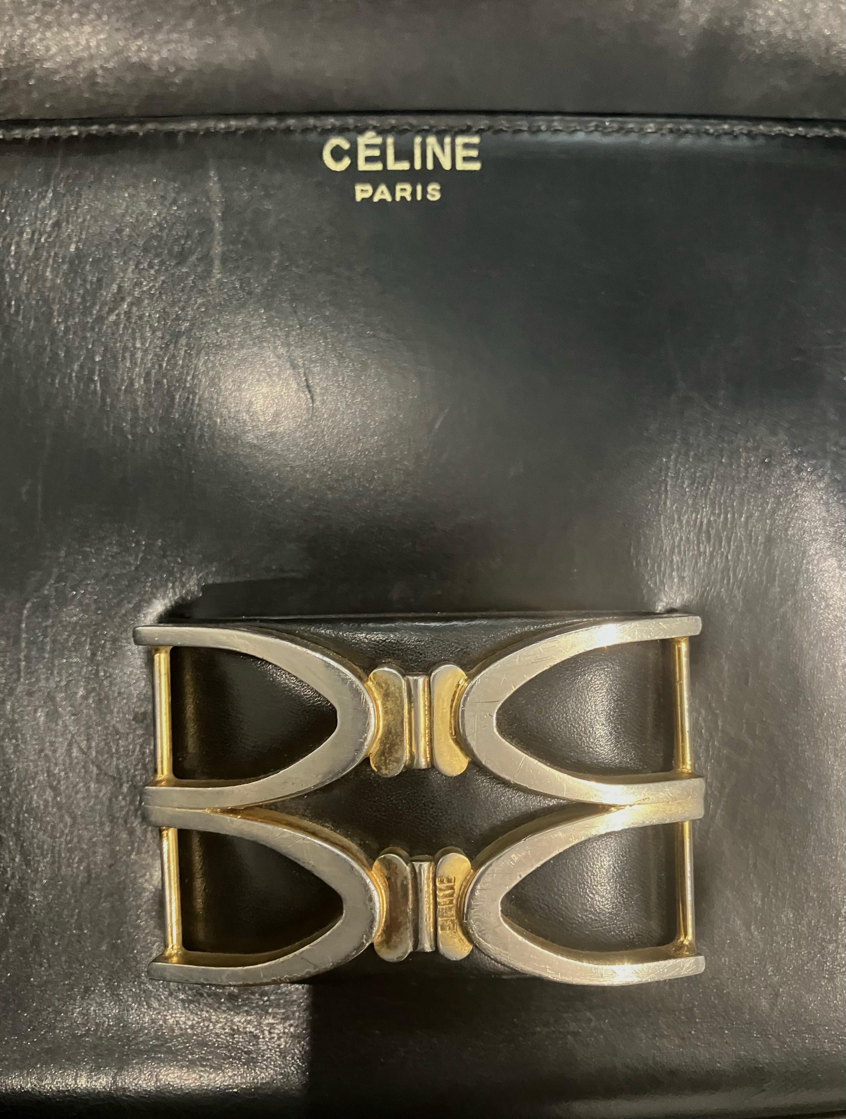 Bolso bandolera de piel caja negra Celine en venta 6