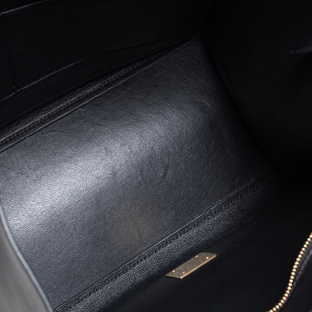 Bolso Trapecio Mediano de Asa Superior de Piel y Pelo de Becerro Marrón/Negro Celine 6