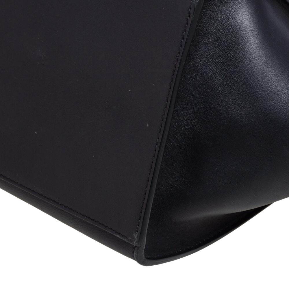 Bolso Trapecio Mediano de Asa Superior de Piel y Pelo de Becerro Marrón/Negro Celine 5
