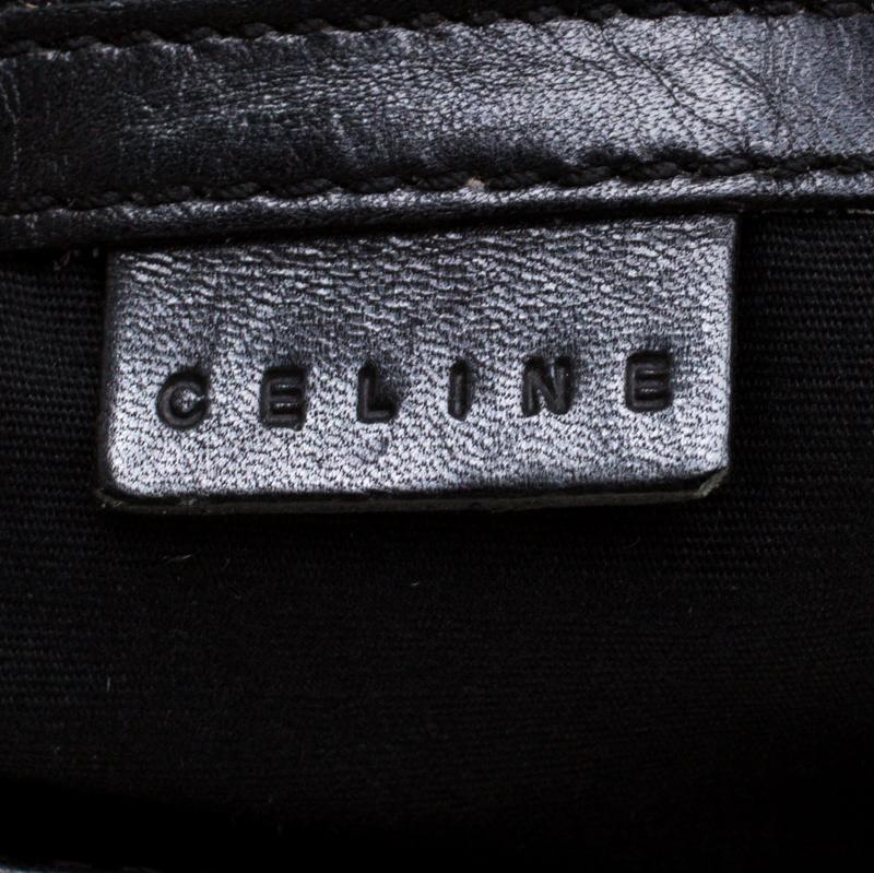 Celine Black C Logo Embossed Suede and Leather Shoulder Bag For Sale 3