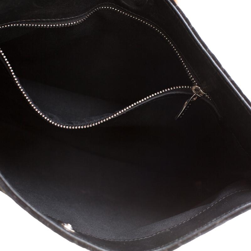 Celine Black C Logo Embossed Suede and Leather Shoulder Bag For Sale 1