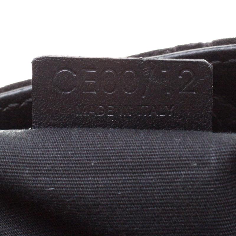 Celine Black C Logo Embossed Suede and Leather Shoulder Bag For Sale 2