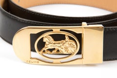 Celine Black Caleche Leather Belt