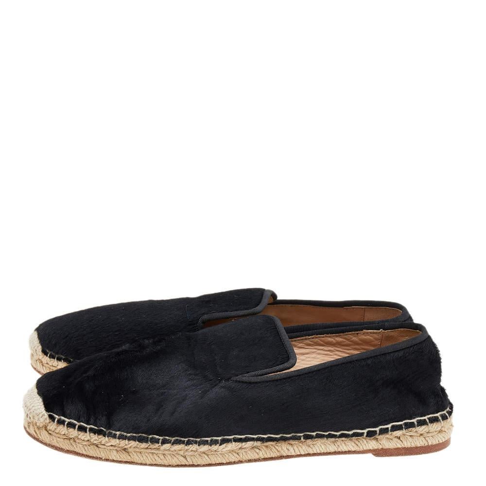 Women's Celine Black Calf Hair Espadrille Flats Size 41