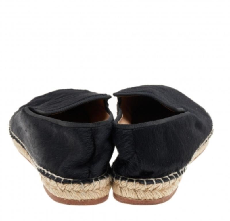 Celine Black Calf Hair Espadrille Flats Size 41 For Sale 1