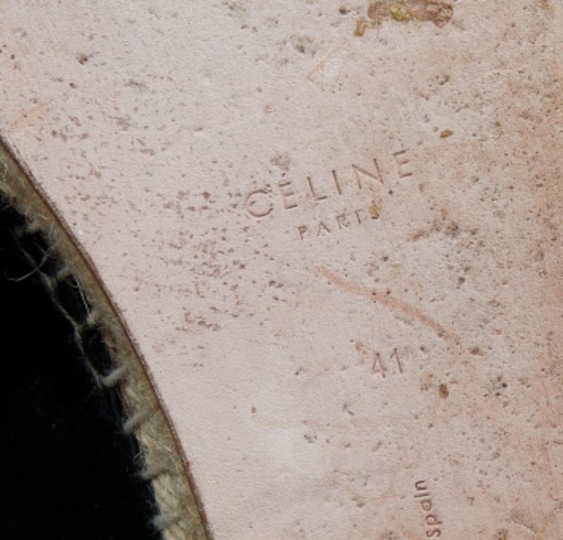 Celine Black Calf Hair Espadrille Flats Size 41 For Sale 4