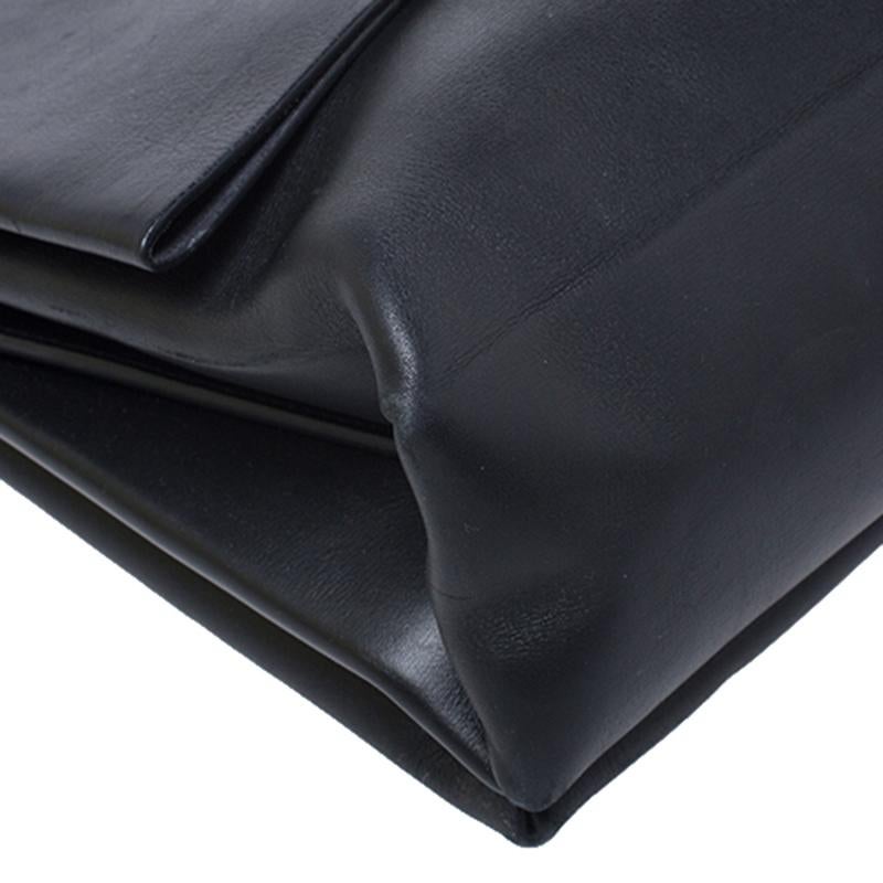Women's Celine Black Calfskin Leather Blade Flap Bag