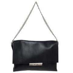 Celine Black Calfskin Leather Blade Flap Bag