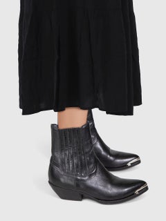 Céline Black Calfskin Pointed Cowboy Boots Size IT 36
