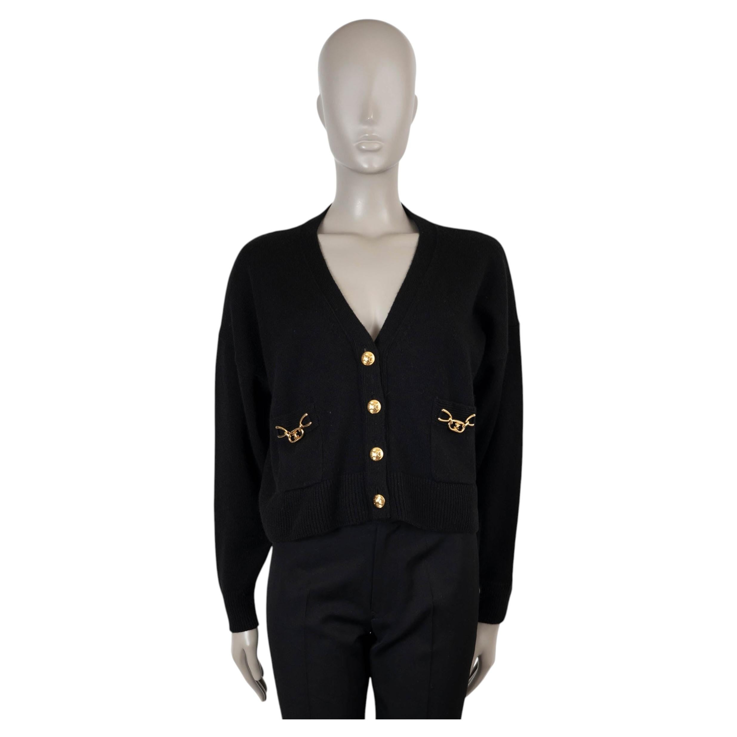 CELINE schwarz Kaschmir 2024 CHAIN DETAILED Strickjacke Pullover XS