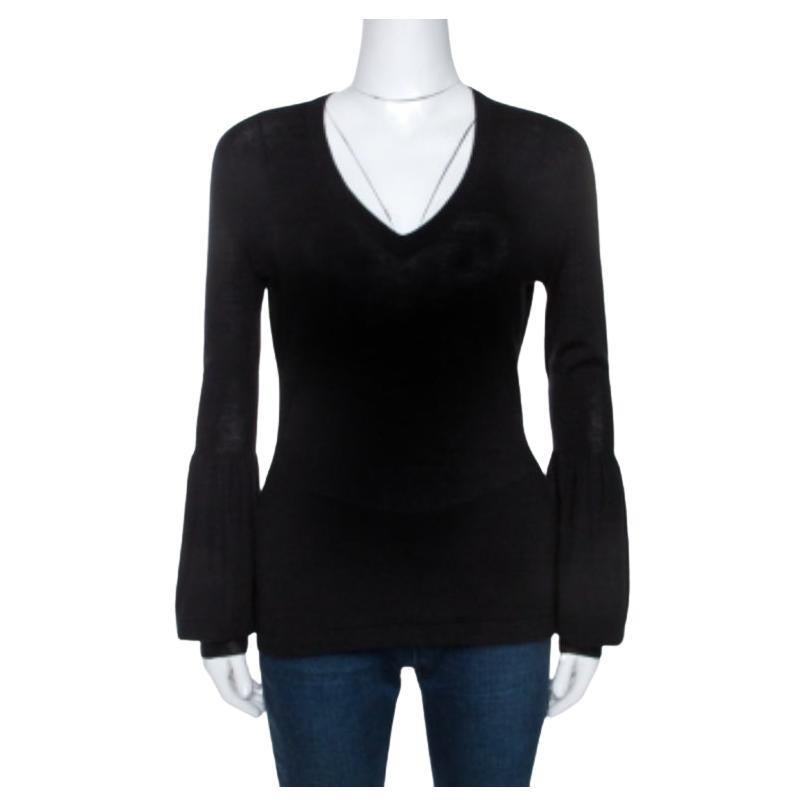 Celine Black Cashmere Knit Long Sleeve Top M im Angebot