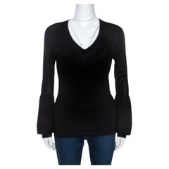 Celine Black Cashmere Knit Long Sleeve Top M