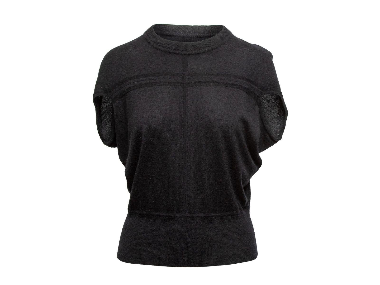 Celine Black Cashmere & Silk-Blend Short Sleeve Top 1
