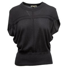 Celine Black Cashmere & Silk-Blend Short Sleeve Top