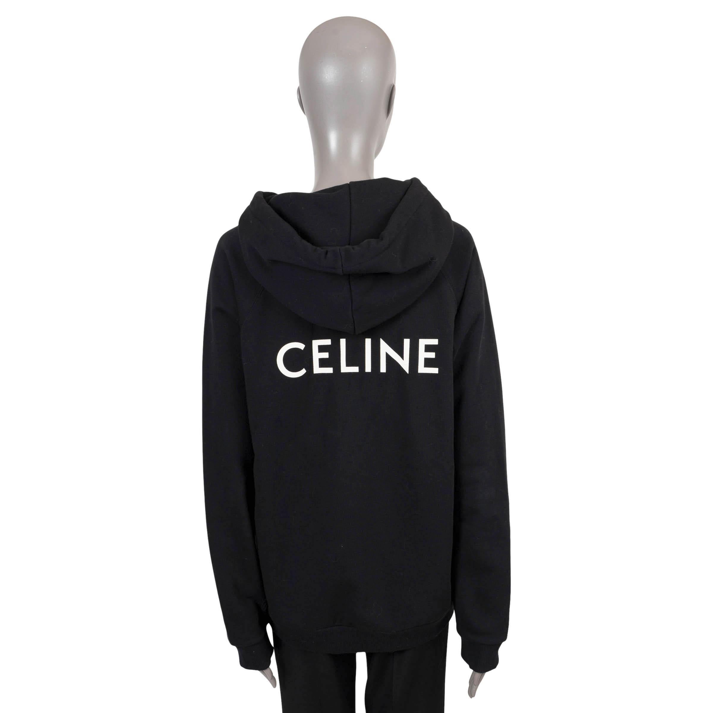 Black CELINE black cotton BACK LOGO HOODIE Sweater XL For Sale