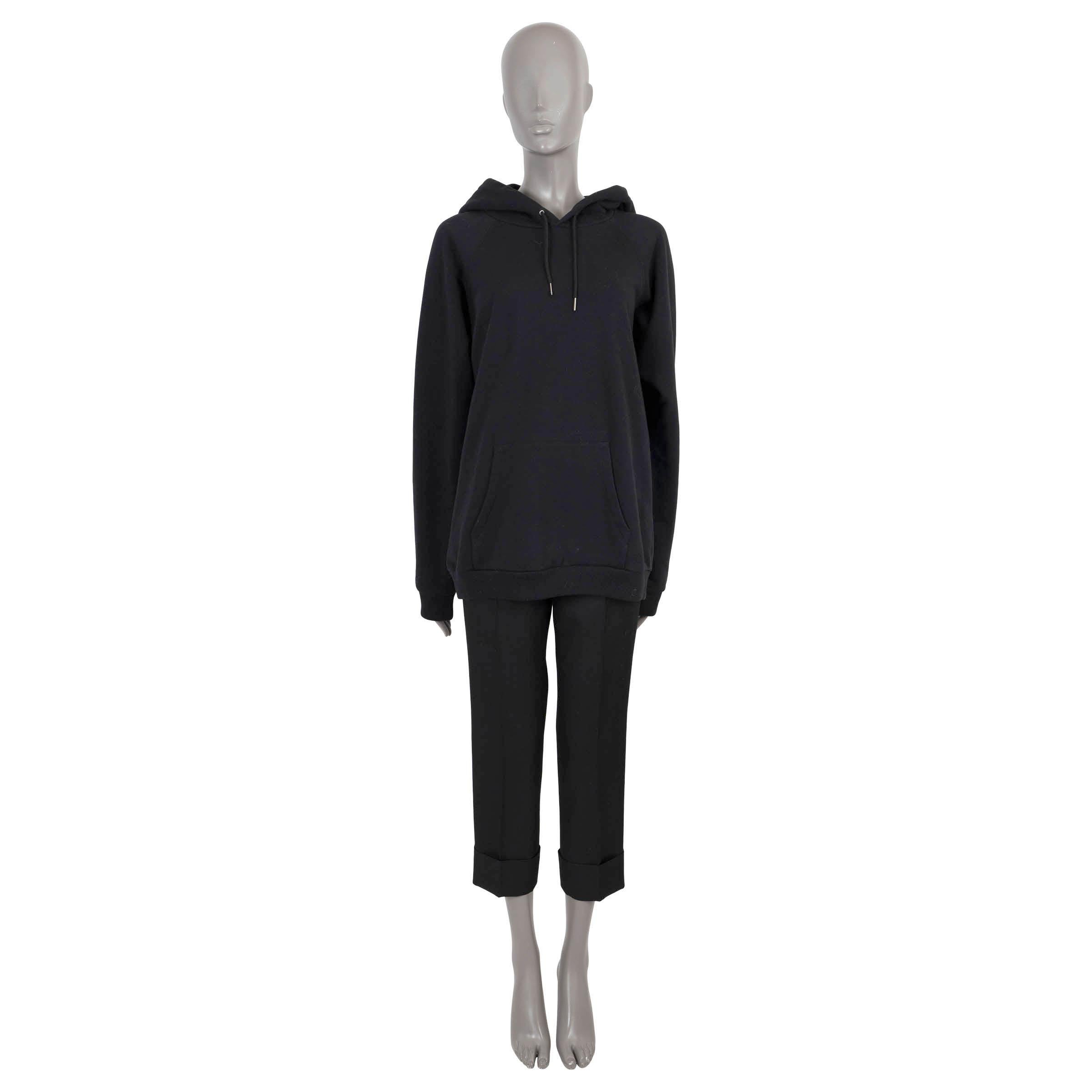 CELINE black cotton BACK LOGO HOODIE Sweater XL In Excellent Condition For Sale In Zürich, CH