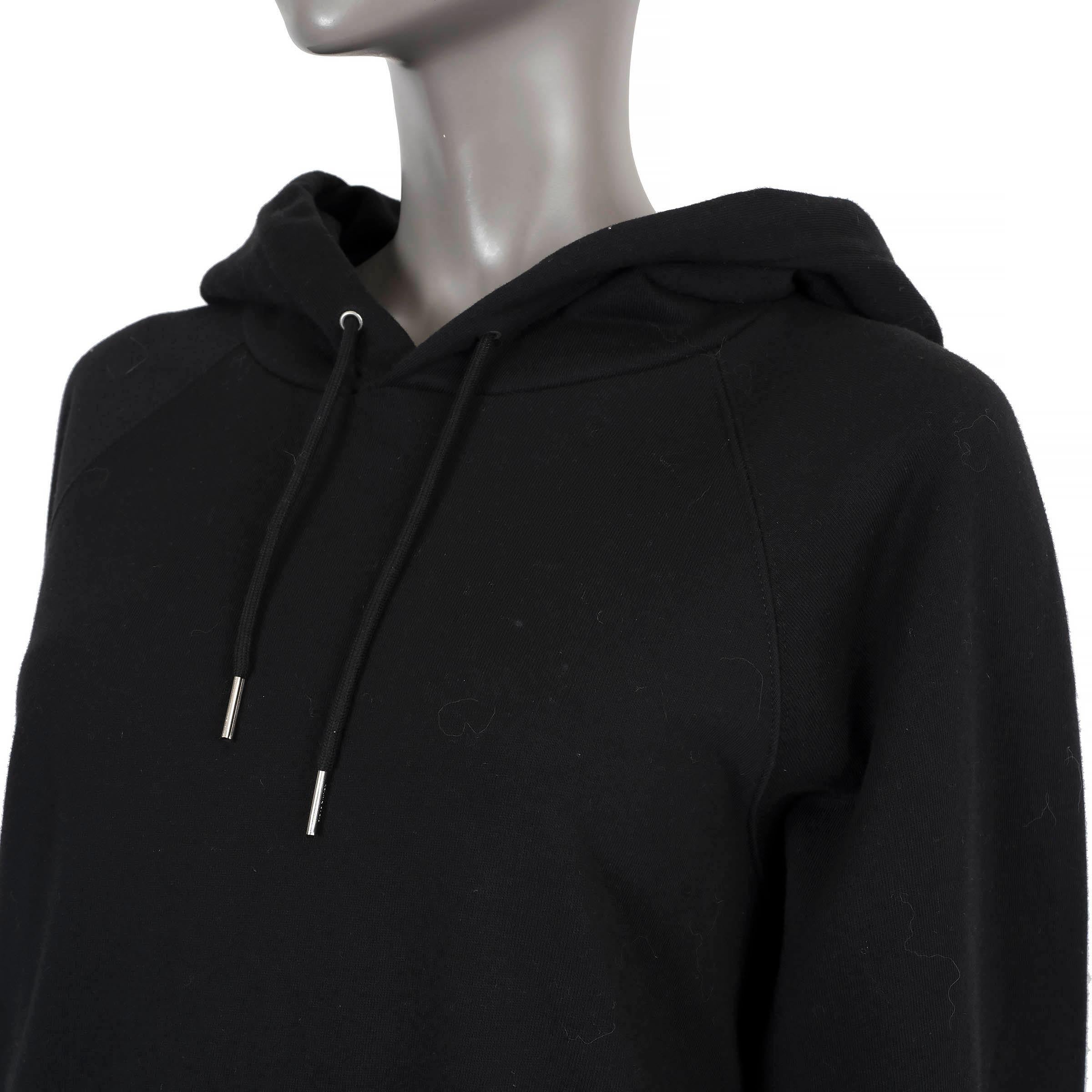 Women's CELINE black cotton BACK LOGO HOODIE Sweater XL For Sale