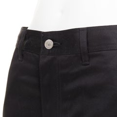 CELINE black cotton twill patch pocket mid waist straight leg cropped pants 27"