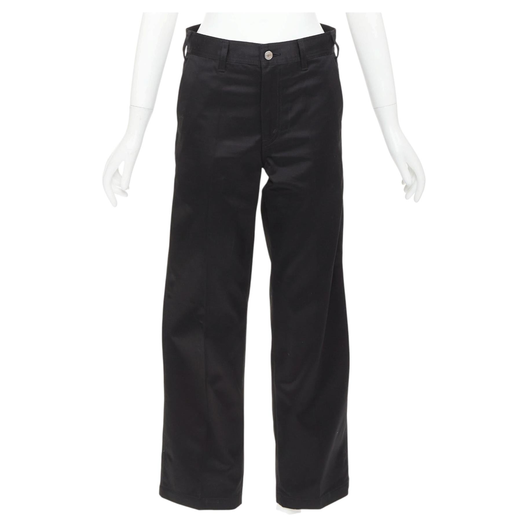 Pre-owned Hedi Slimane Celine Black Cotton Twill Patch Pocket Mid Waist Straight Leg Cropped Pants 27"