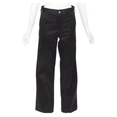 CELINE black cotton twill patch pocket mid waist straight leg cropped pants 27"