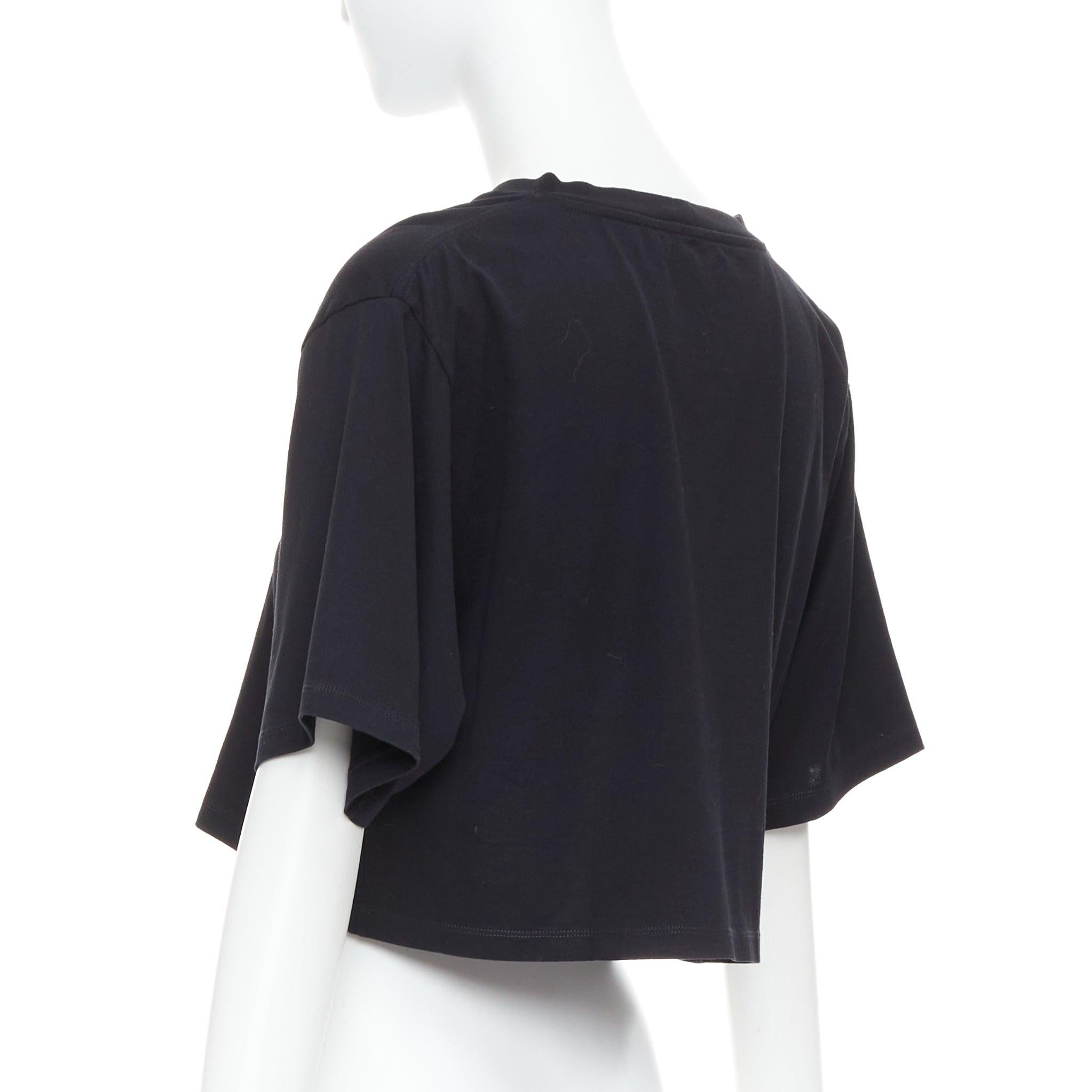 Celine black cotton white big logo crop casual crew neck tshirt S Pour femmes en vente