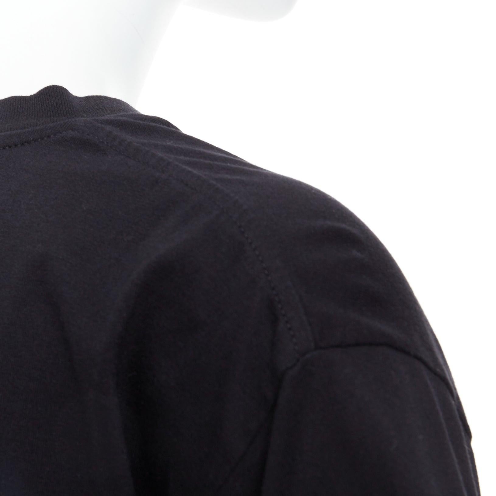 Celine black cotton white big logo crop casual crew neck tshirt S en vente 2