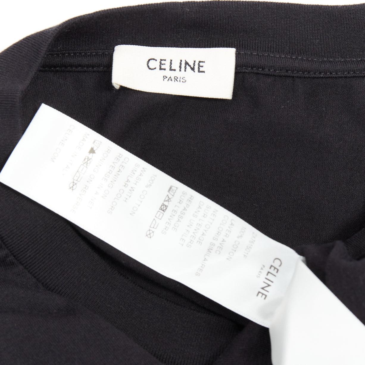 Celine black cotton white big logo crop casual crew neck tshirt S en vente 3