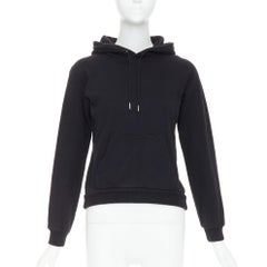 CELINE black cotton white logo address print cropped hoodie XS