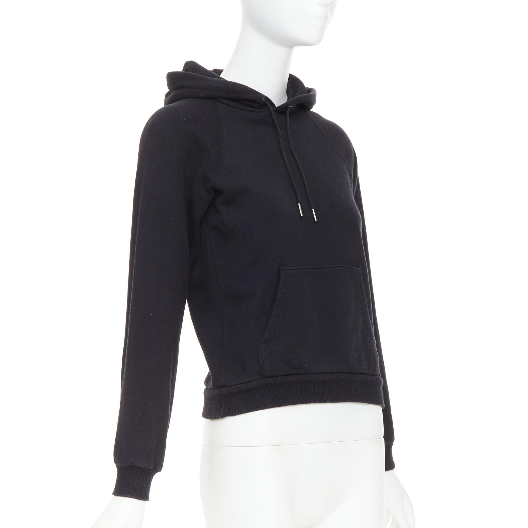 CELINE Kapuzenpullover aus schwarzer Baumwolle mit weißem Logodruck XS (Schwarz) im Angebot