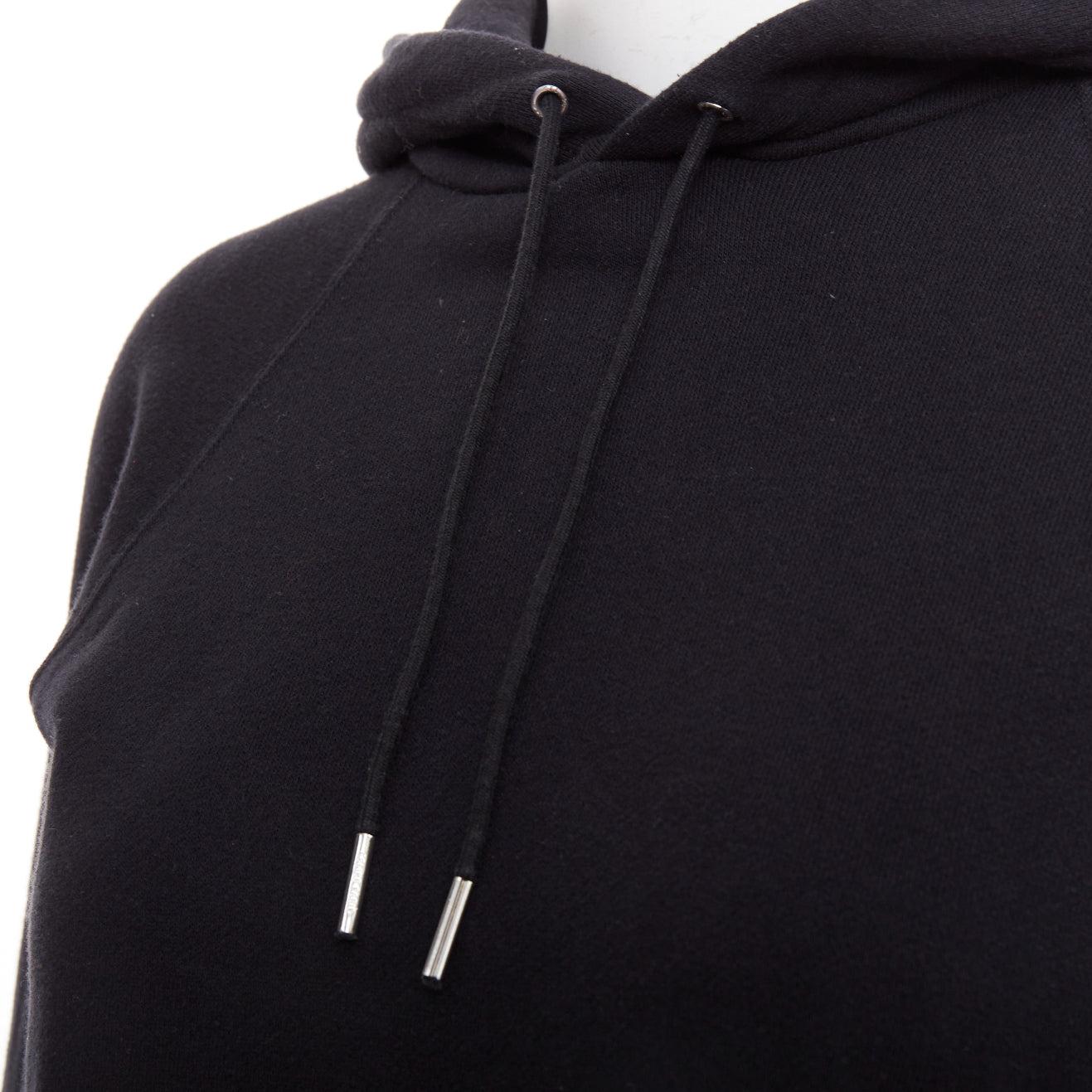 CELINE Kapuzenpullover aus schwarzer Baumwolle mit weißem Logodruck XS im Angebot 2