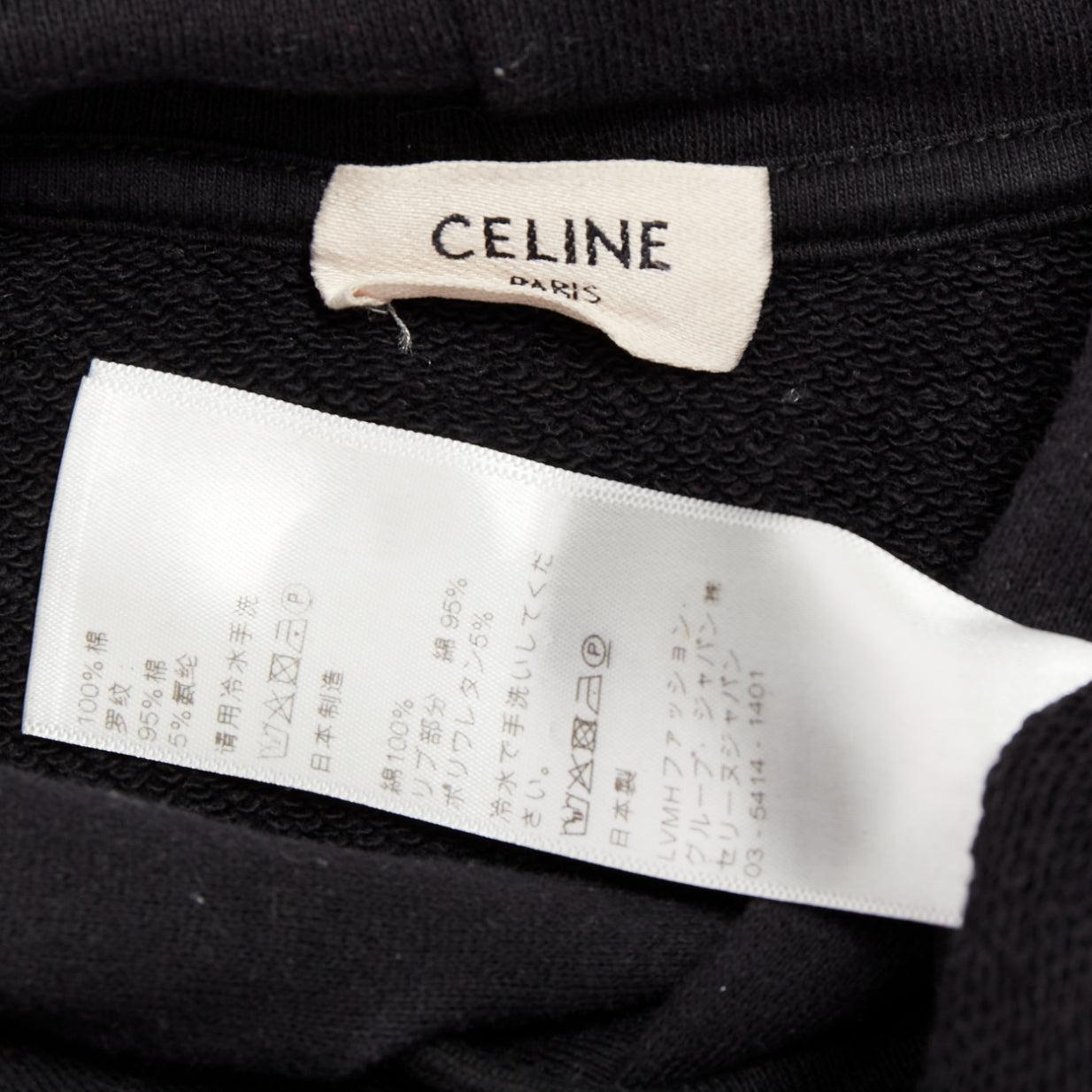 CELINE Kapuzenpullover aus schwarzer Baumwolle mit weißem Logodruck XS im Angebot 3