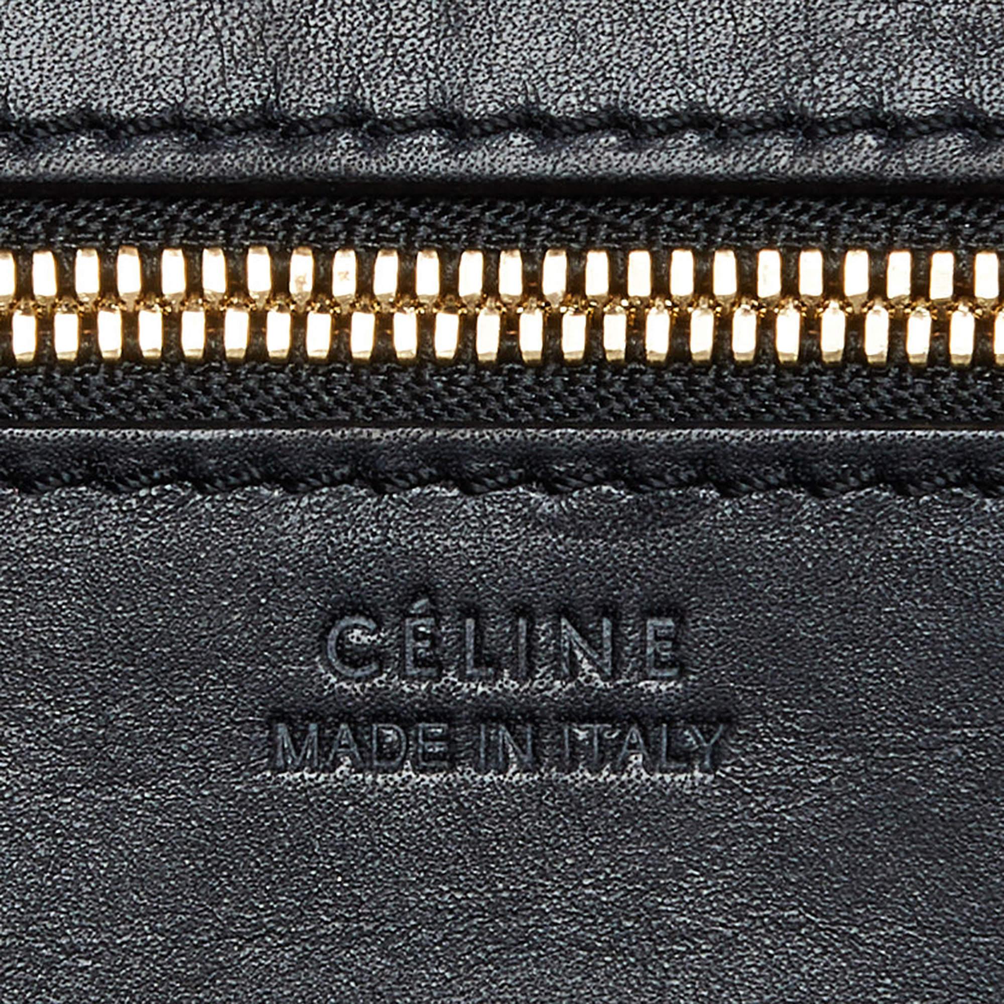 Celine Black/Cream Canvas and Leather Small Tie Tote For Sale 3