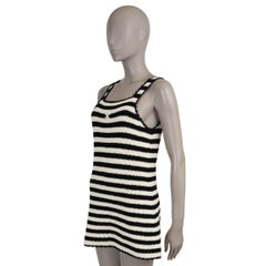 CELINE black & cream cotton 2024 TRIOMPHE CROCHET MINI Dress S